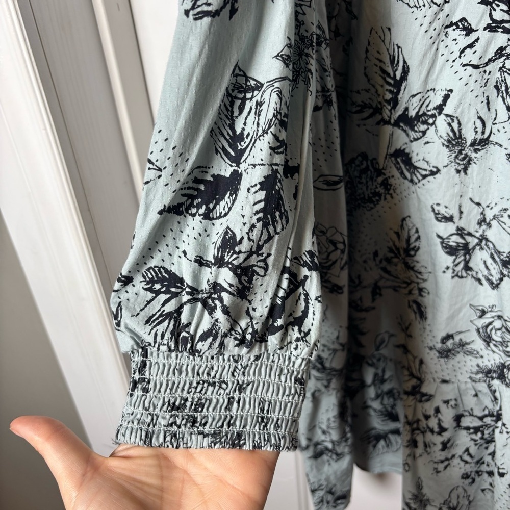 Anthropologie ruffle floral mini wrap dress large blue *missing belt - Picture 8 of 16